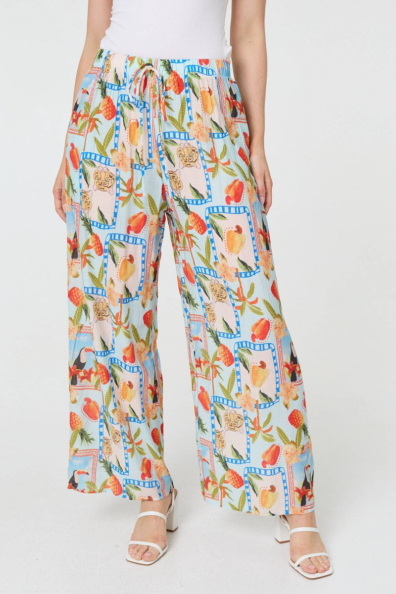 Patchwork Relaxed Wide Leg Trousers