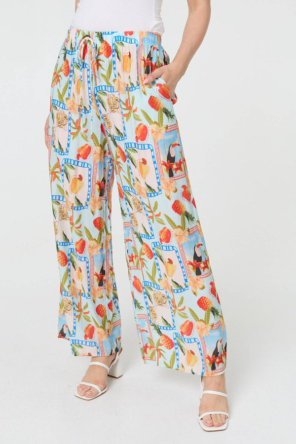 Patchwork Relaxed Wide Leg Trousers