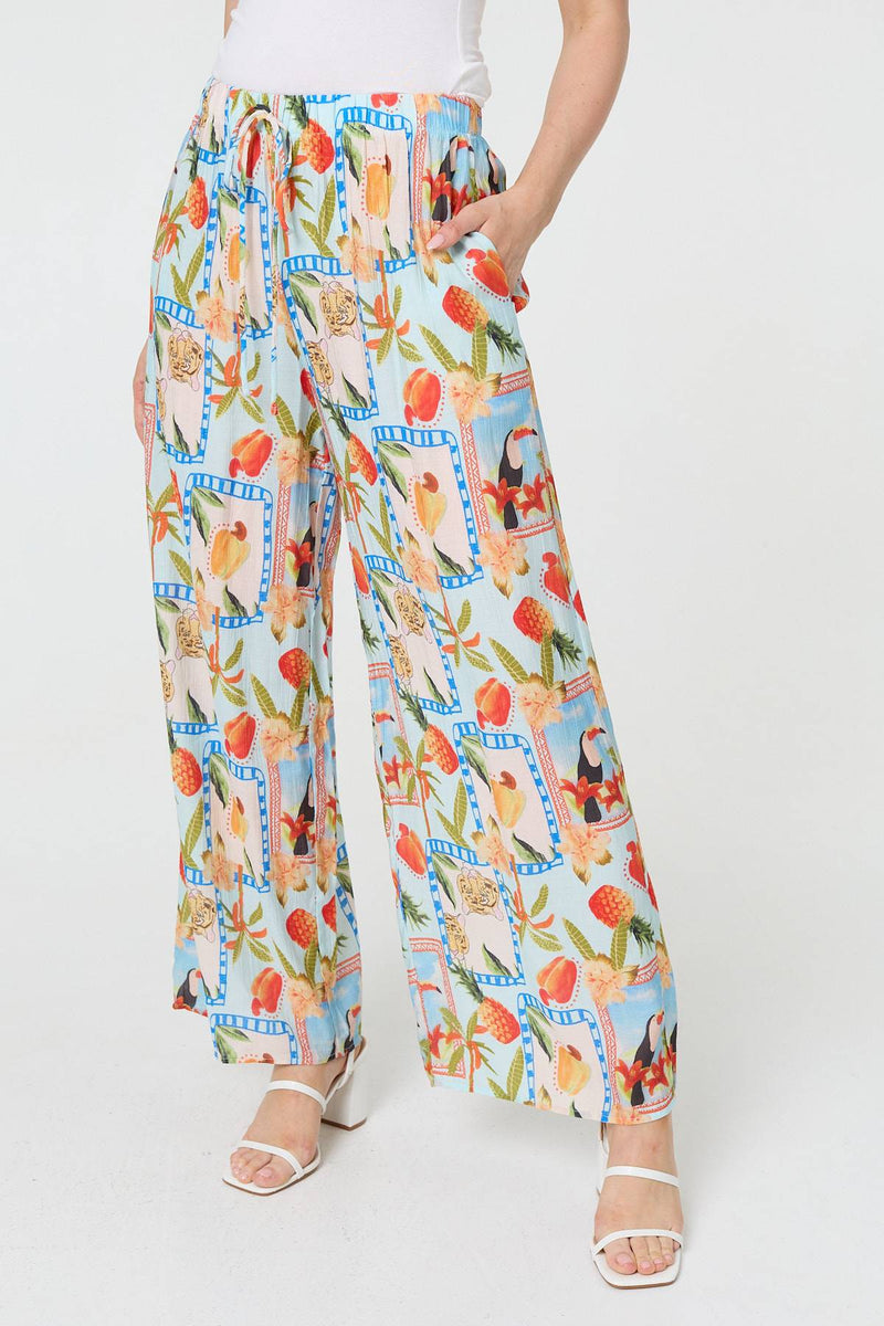 Patchwork Relaxed Wide Leg Trousers
