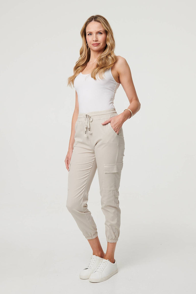 High Waist Slim Fit Cropped Cargo Pants