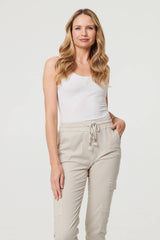 High Waist Slim Fit Cropped Cargo Pants