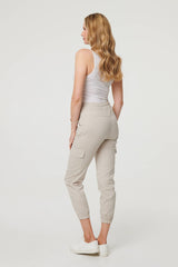High Waist Slim Fit Cropped Cargo Pants