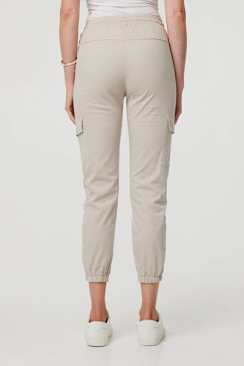 High Waist Slim Fit Cropped Cargo Pants