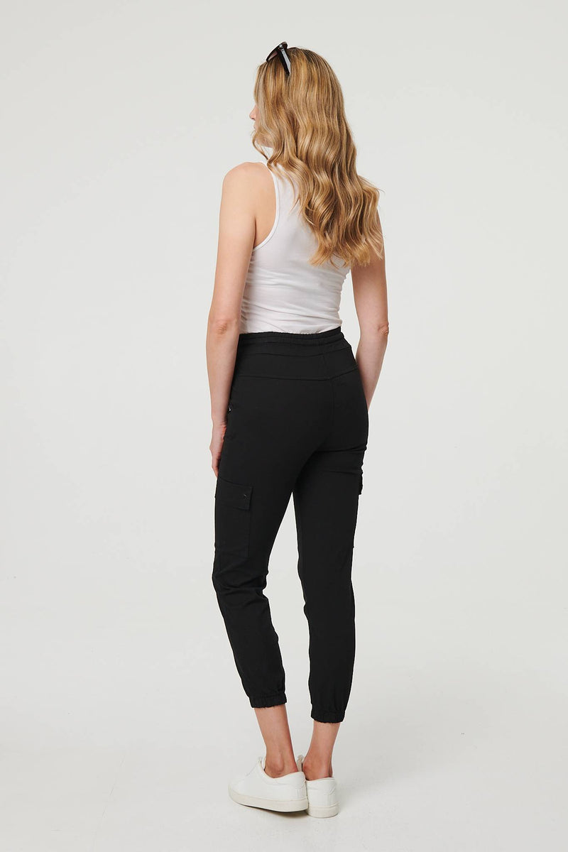 High Waist Slim Fit Cropped Cargo Pants