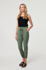 High Waist Slim Fit Cropped Cargo Pants
