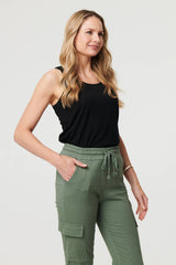 High Waist Slim Fit Cropped Cargo Pants