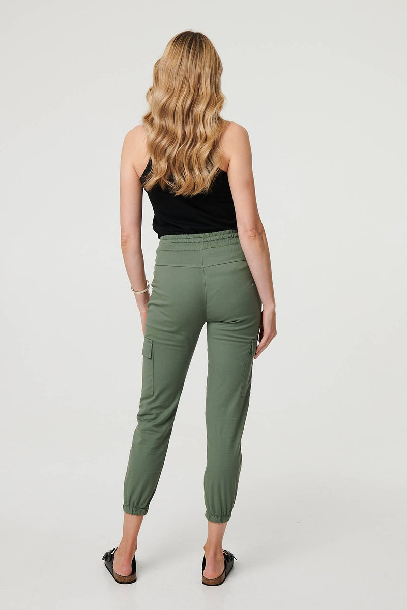 High Waist Slim Fit Cropped Cargo Pants