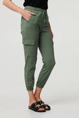 High Waist Slim Fit Cropped Cargo Pants