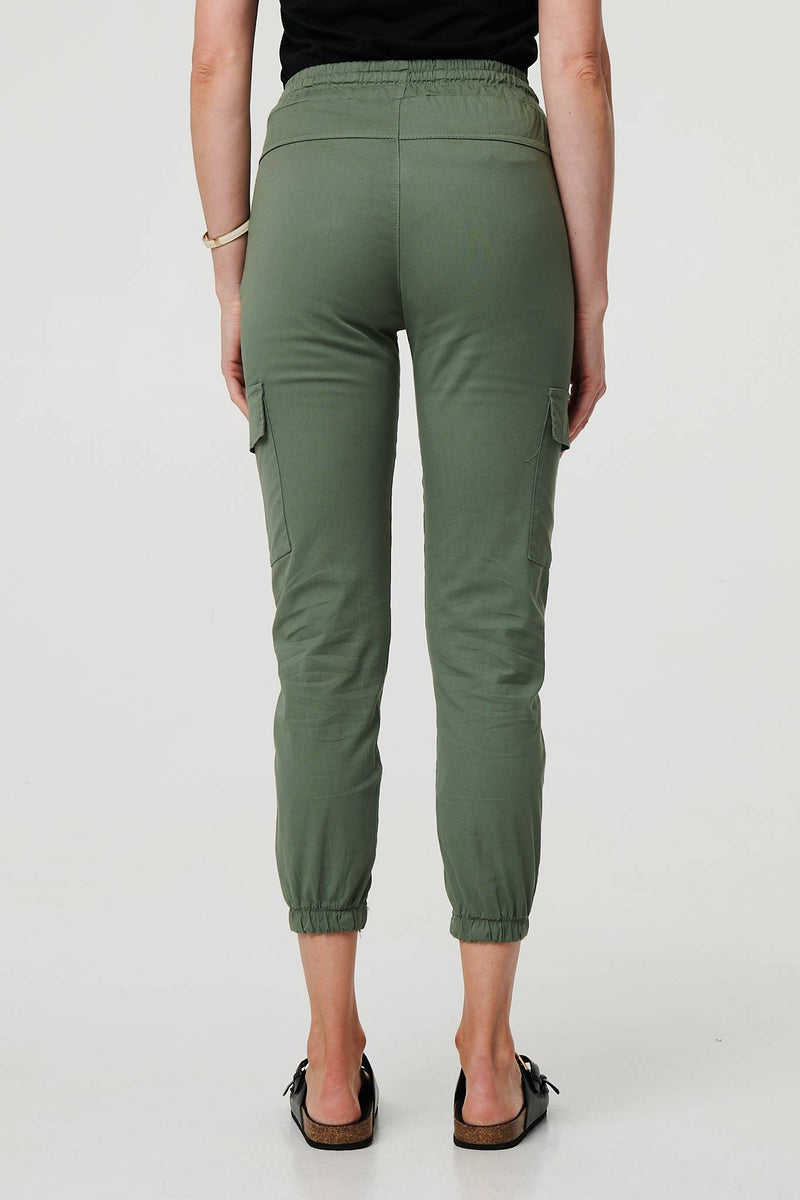 High Waist Slim Fit Cropped Cargo Pants