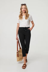 Tie Waist Slim Cropped Trousers