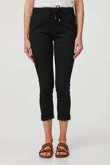 Tie Waist Slim Cropped Trousers