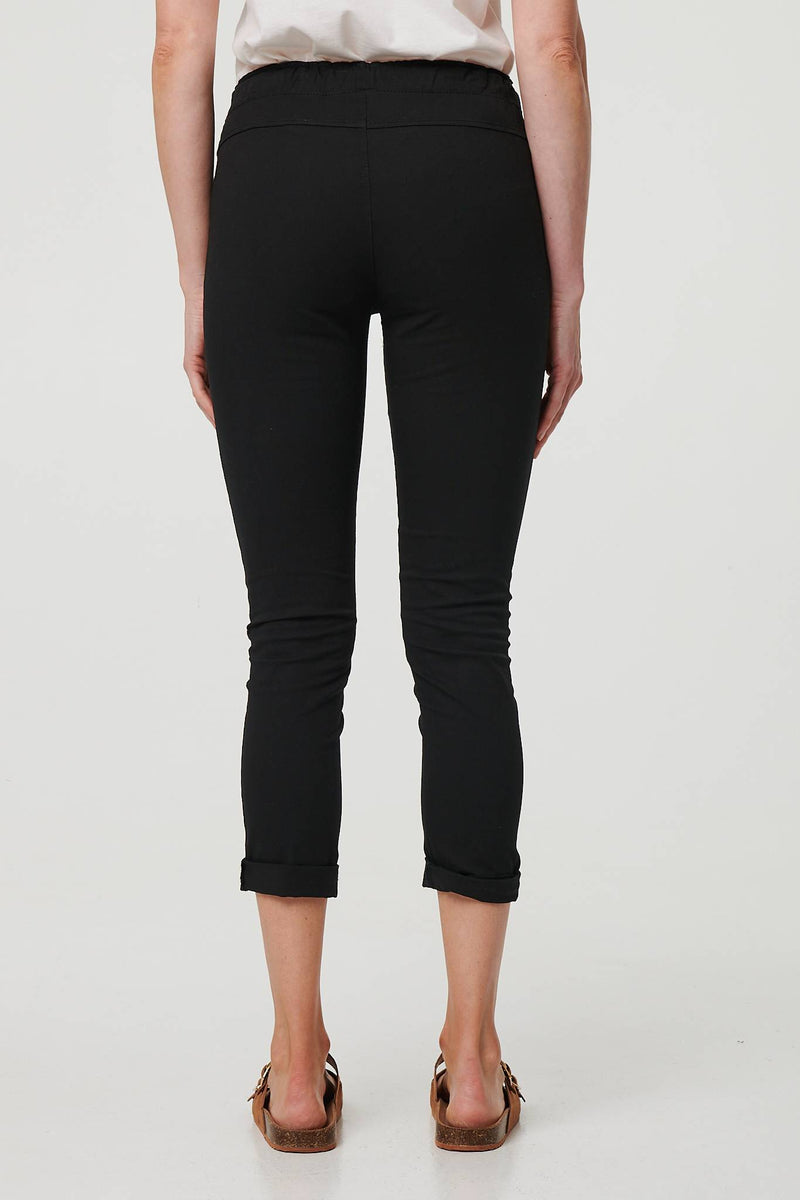 Tie Waist Slim Cropped Trousers