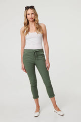Tie Waist Slim Cropped Trousers