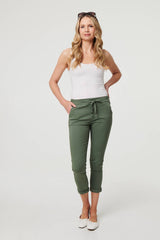 Tie Waist Slim Cropped Trousers