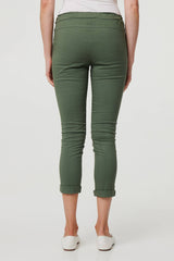 Tie Waist Slim Cropped Trousers