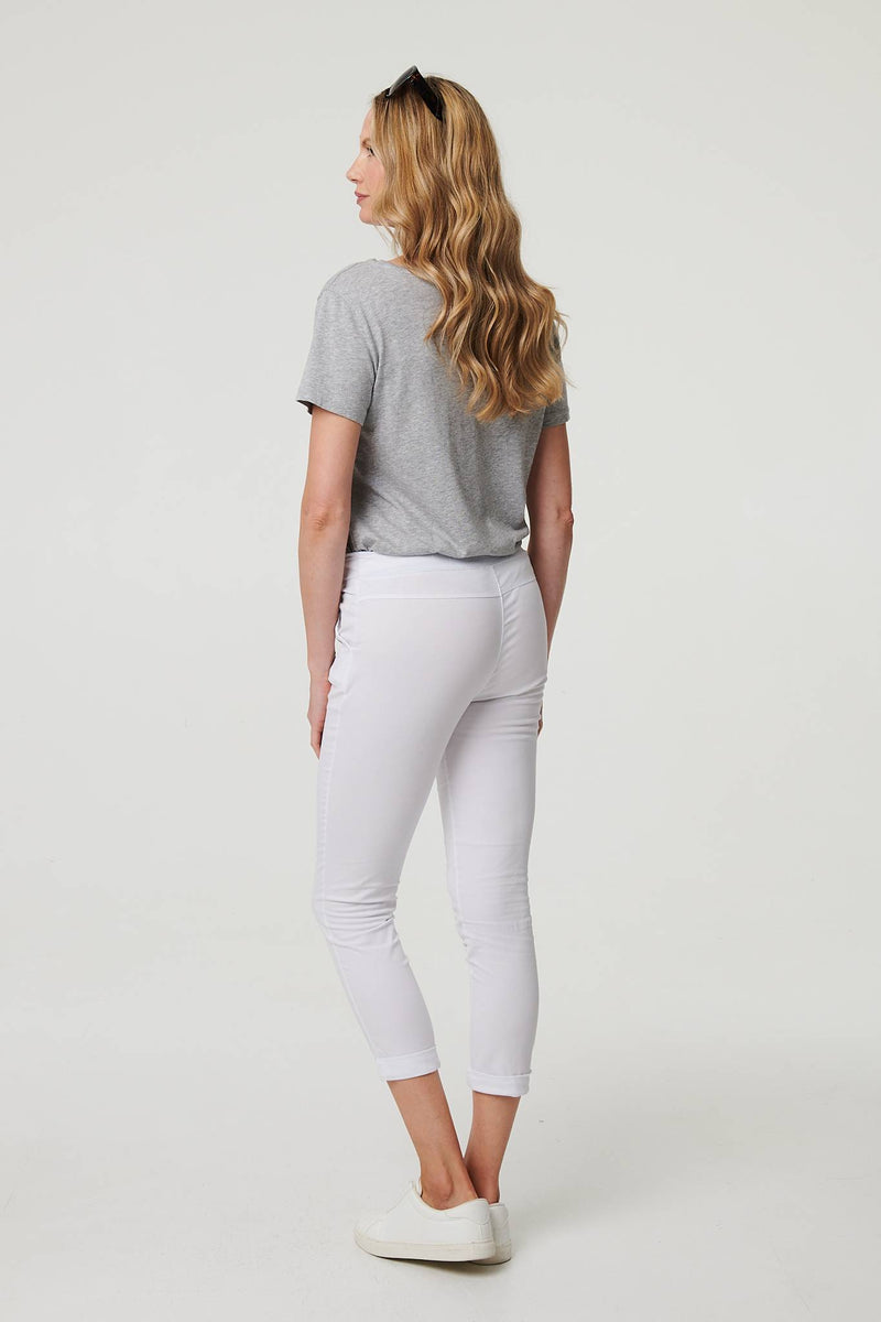 Tie Waist Slim Cropped Trousers