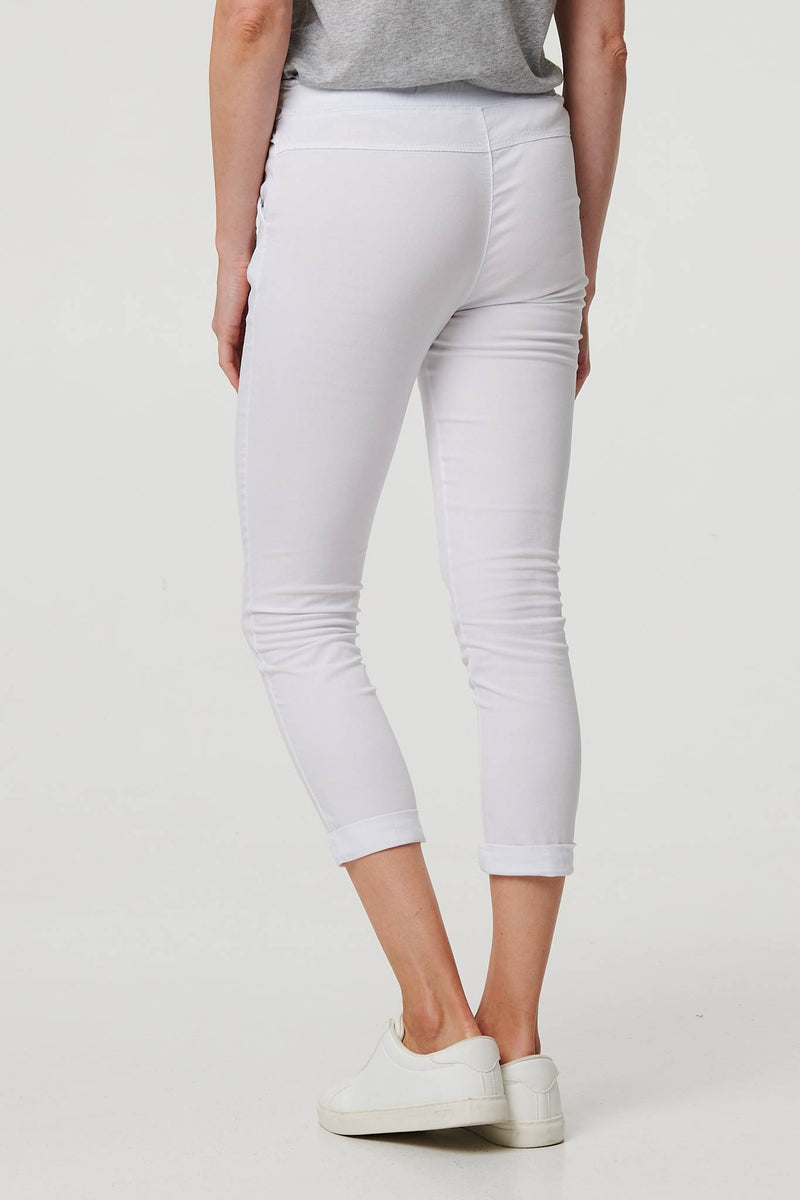 Tie Waist Slim Cropped Trousers