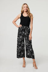 Floral High Waist Wide Leg Trousers