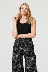 Floral High Waist Wide Leg Trousers