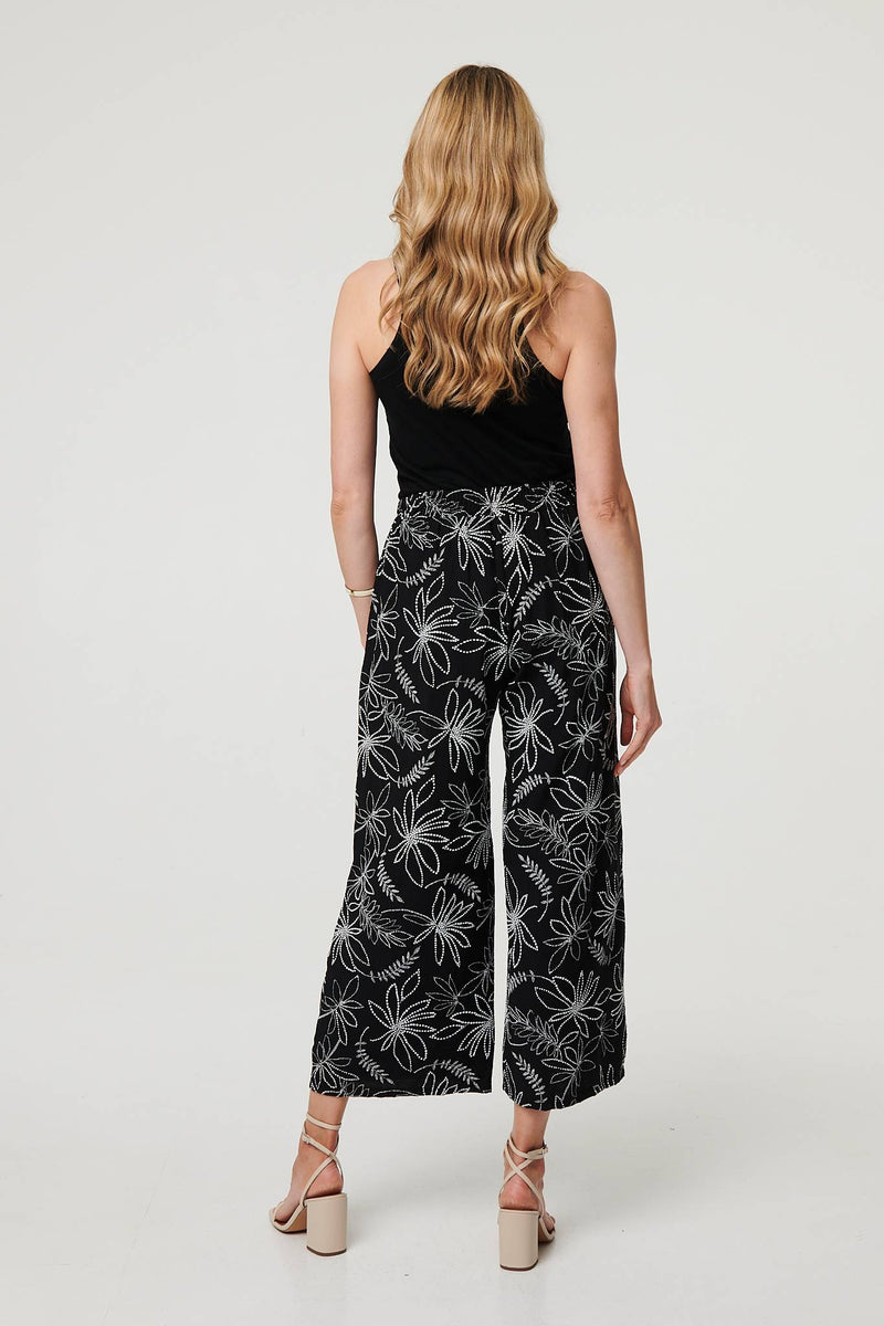 Floral High Waist Wide Leg Trousers