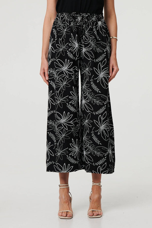 Floral High Waist Wide Leg Trousers