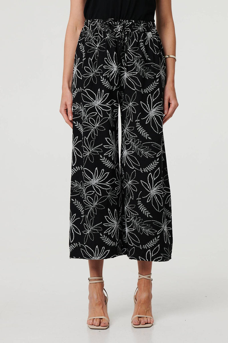 Floral High Waist Wide Leg Trousers