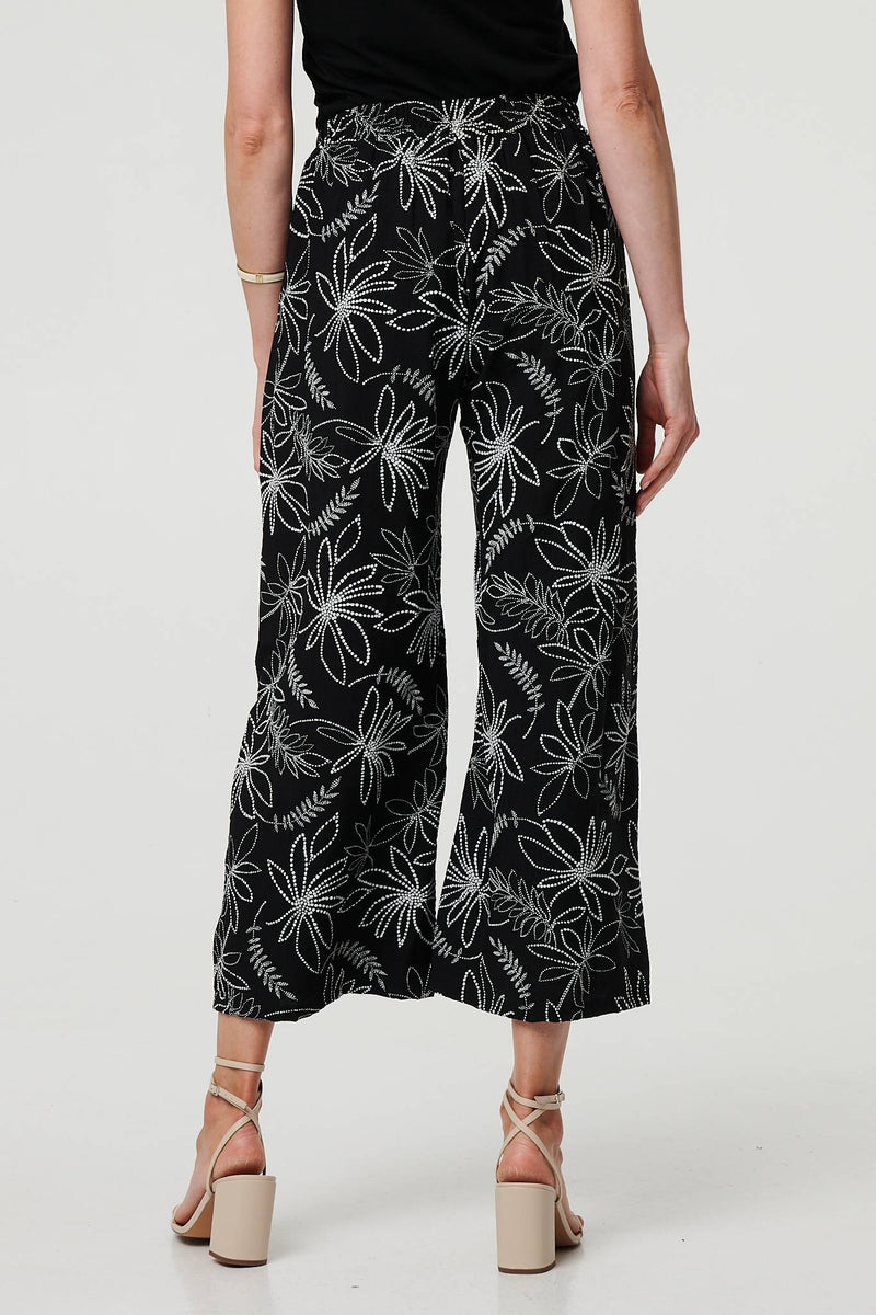 Floral High Waist Wide Leg Trousers