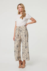 Floral High Waist Wide Leg Trousers