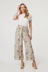 Floral High Waist Wide Leg Trousers