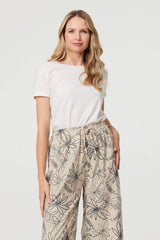 Floral High Waist Wide Leg Trousers