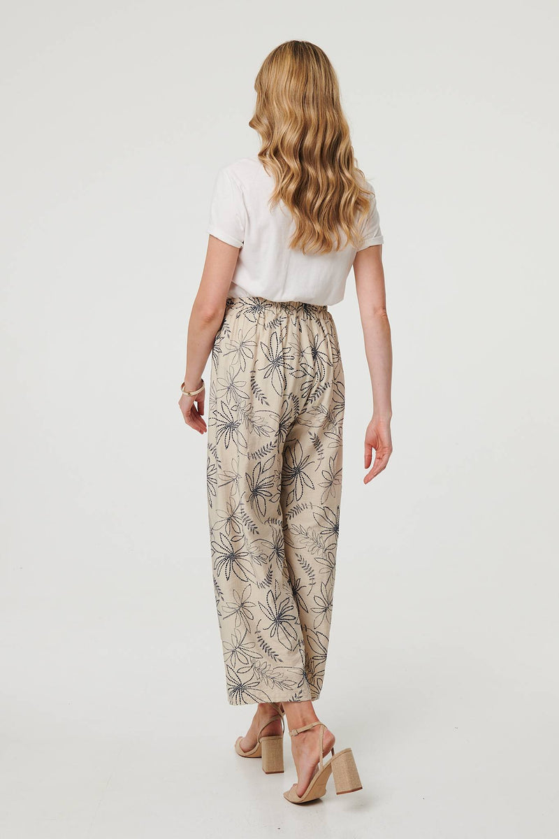 Floral High Waist Wide Leg Trousers