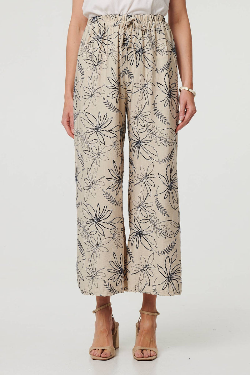 Floral High Waist Wide Leg Trousers
