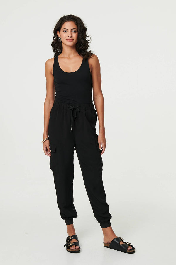 Drawstring High Waist Cargo Trousers