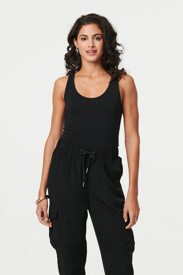 Drawstring High Waist Cargo Trousers