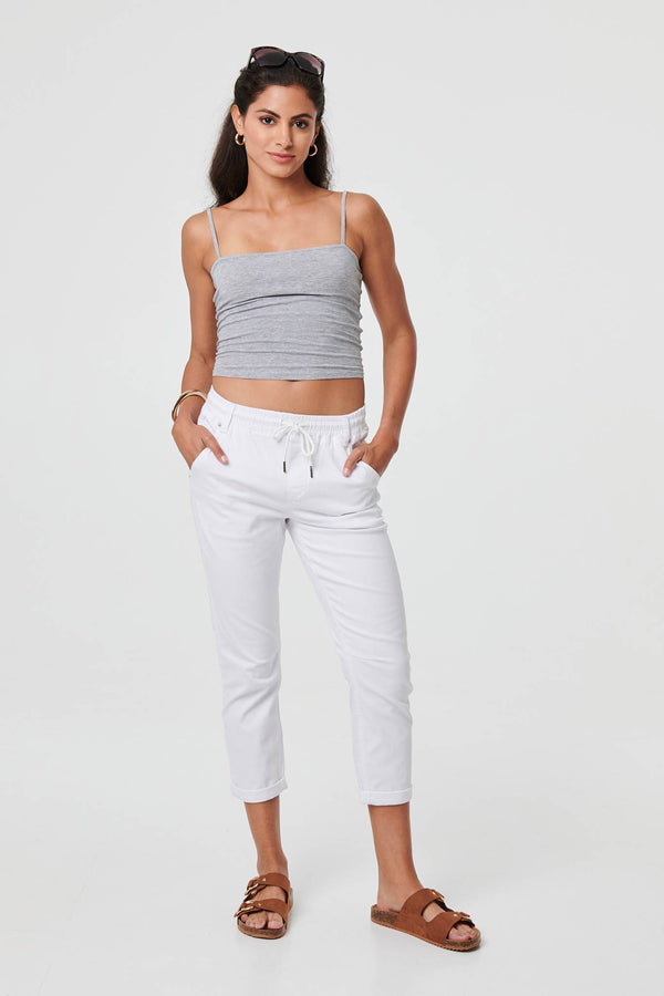 High Waist Skinny Cropped Trousers