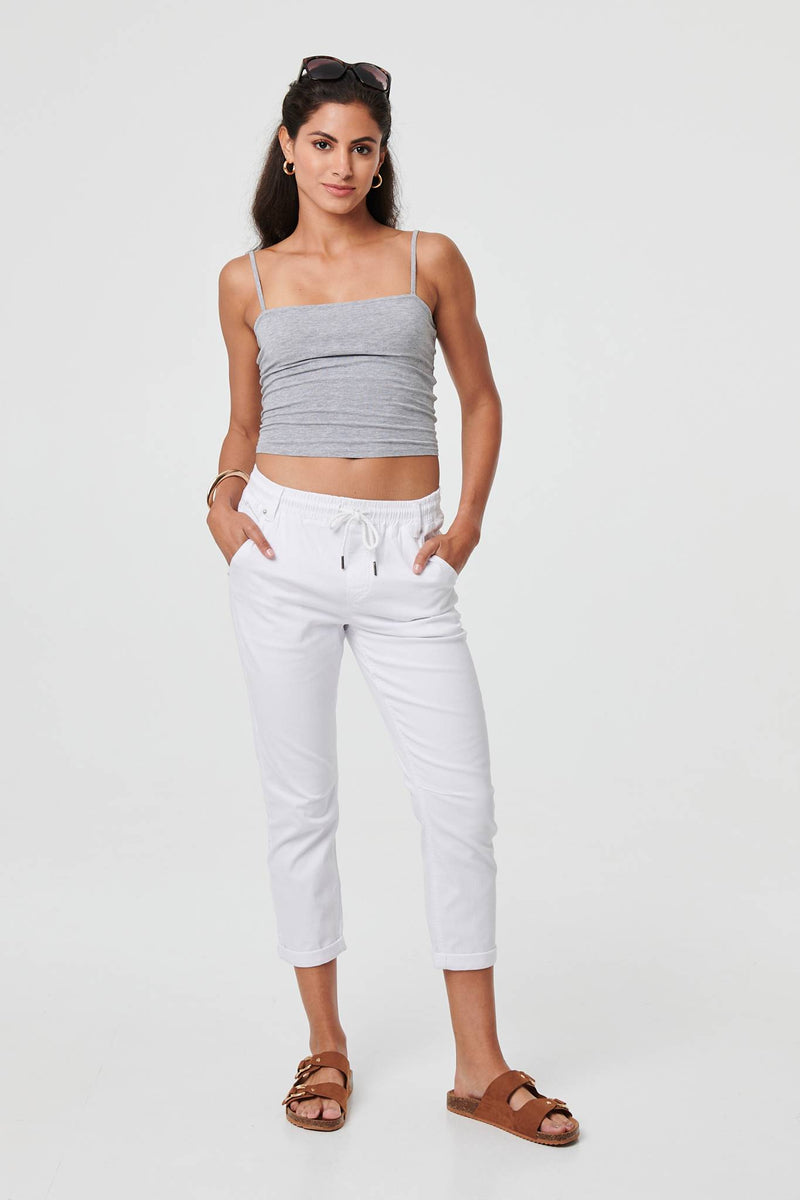 High Waist Skinny Cropped Trousers