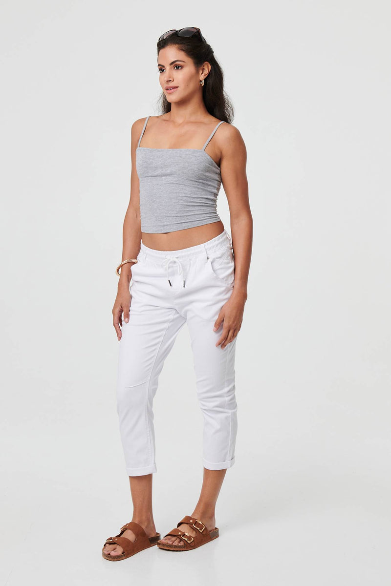 High Waist Skinny Cropped Trousers