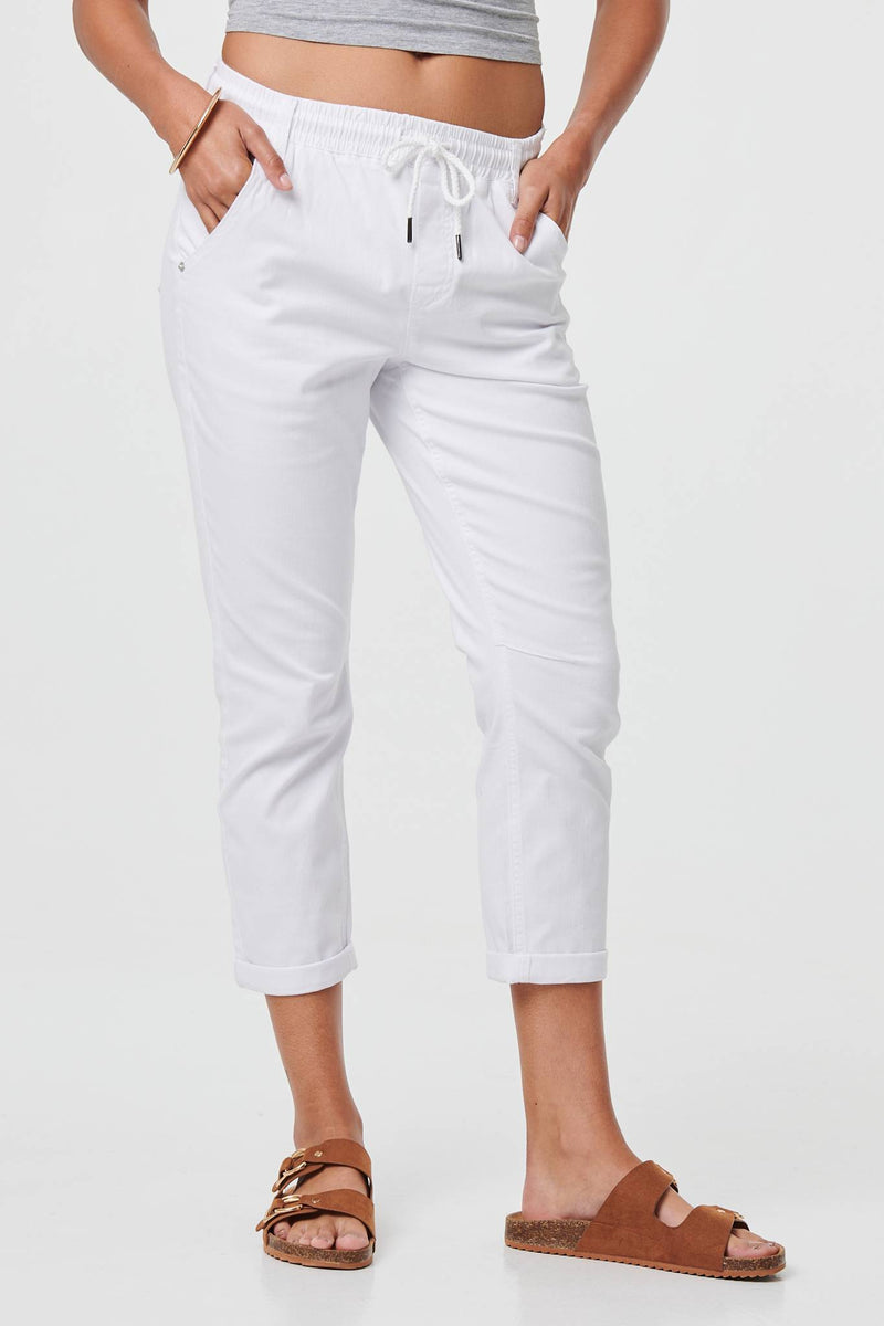 High Waist Skinny Cropped Trousers
