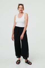 High Waist Side Split Layered Trousers