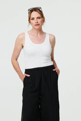 High Waist Side Split Layered Trousers