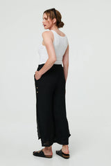High Waist Side Split Layered Trousers