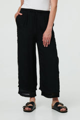 High Waist Side Split Layered Trousers