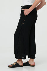 High Waist Side Split Layered Trousers