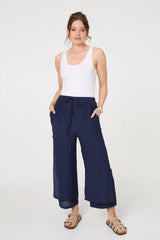High Waist Side Split Layered Trousers