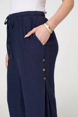 High Waist Side Split Layered Trousers