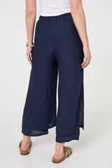 High Waist Side Split Layered Trousers