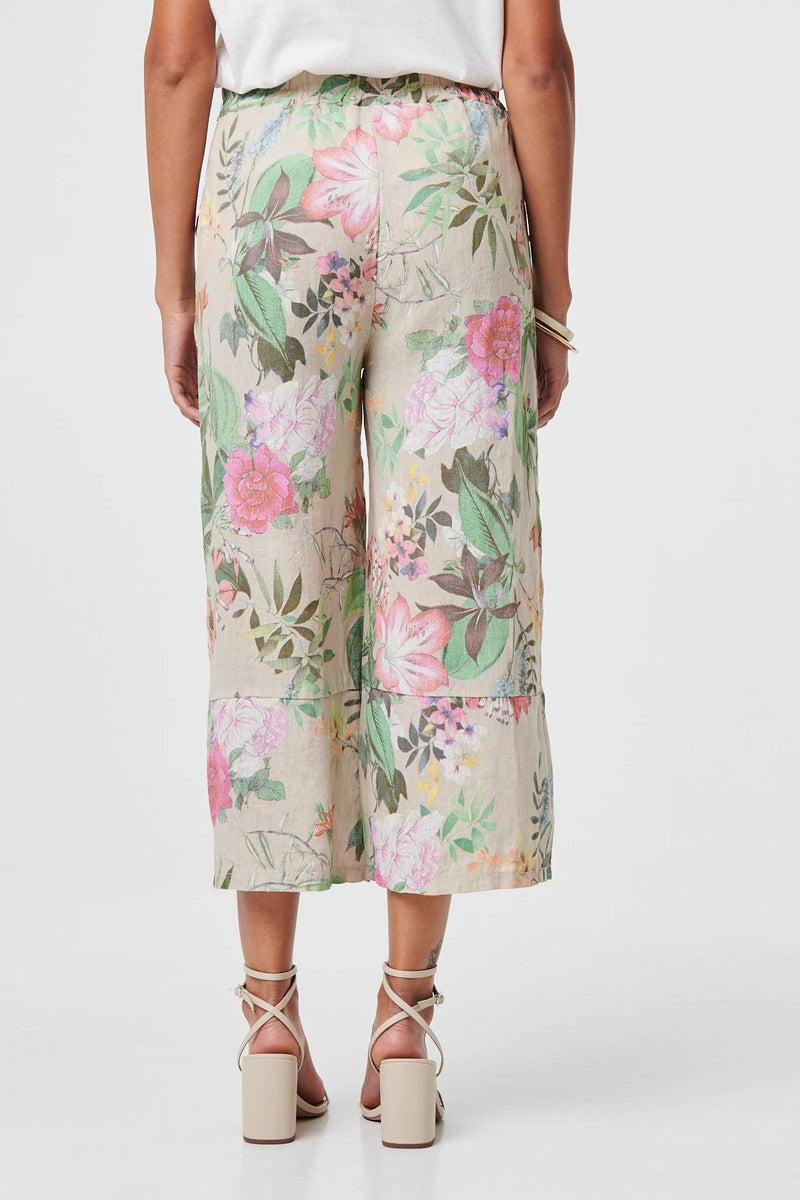 Floral Stretchy High Waist Crop Trousers