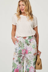 Floral Stretchy High Waist Crop Trousers