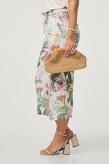 Floral Stretchy High Waist Crop Trousers