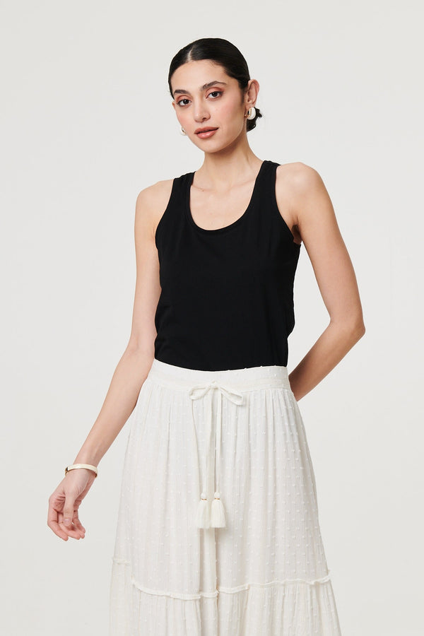Textured High Waist Tiered Maxi Skirt